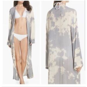 Surf Gypsy Cloudy Tie-Dye open front resort cover-up duster kimono size M NWT
